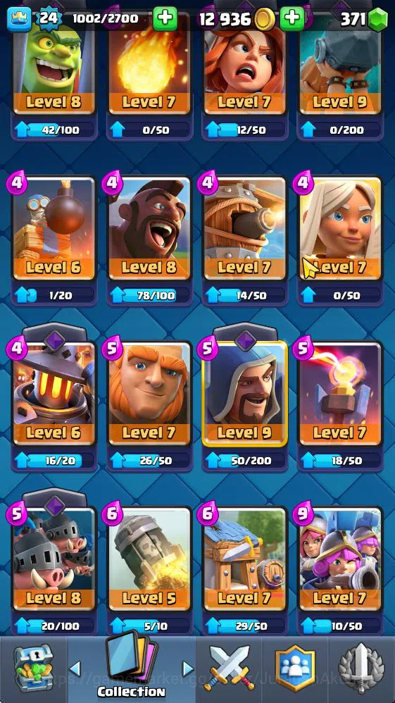 Clash Royale Accounts Midgame Lvl 24|Trophy 4014|KTL 9|Limited Skin|Card 76| 1 EVO 5 Legendary 21 Epic 23 Rare 25 7