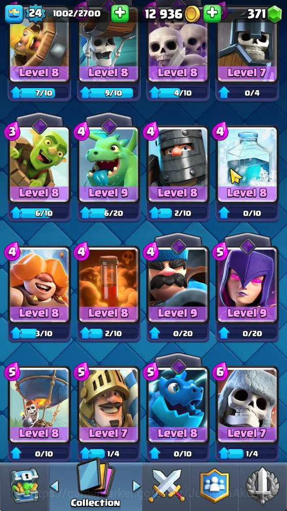 Clash Royale Accounts Midgame Lvl 24|Trophy 4014|KTL 9|Limited Skin|Card 76| 1 EVO 5 Legendary 21 Epic 23 Rare 25 8