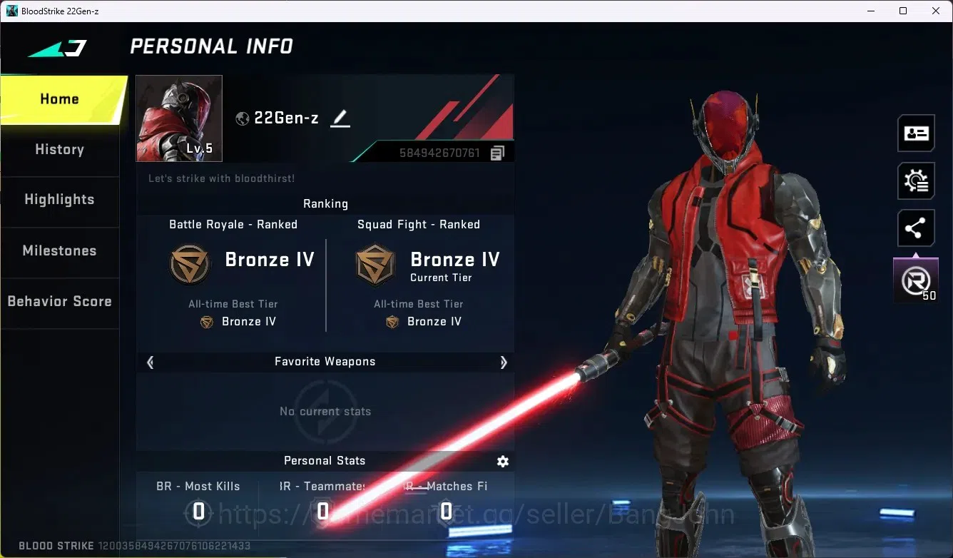 Blood Strike Accounts ASIA | Ultra Melee Lightblade - Dark Force | 2 Leg image 1