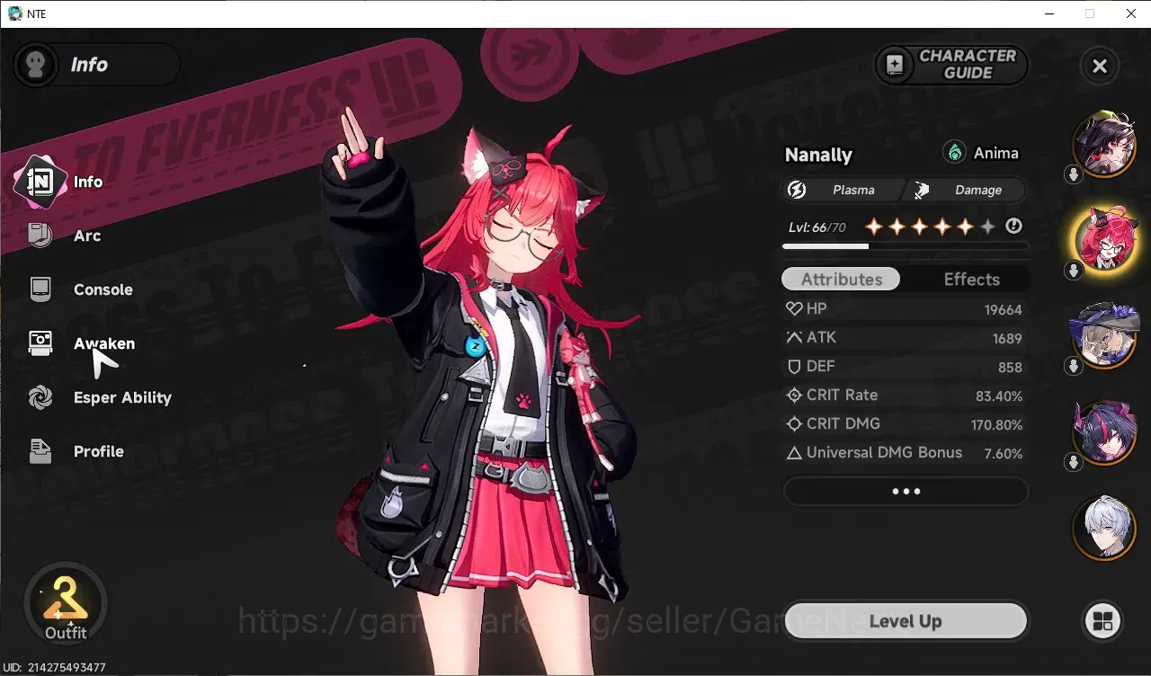 Neverness to Everness Accounts GLOBAL SEA|HL 45|TL 26|10 SSR[ShinkuA1,HotoriA1,Nanally]+Sign,Jiuyuan,Baicang,ChizA1,etc|2 8