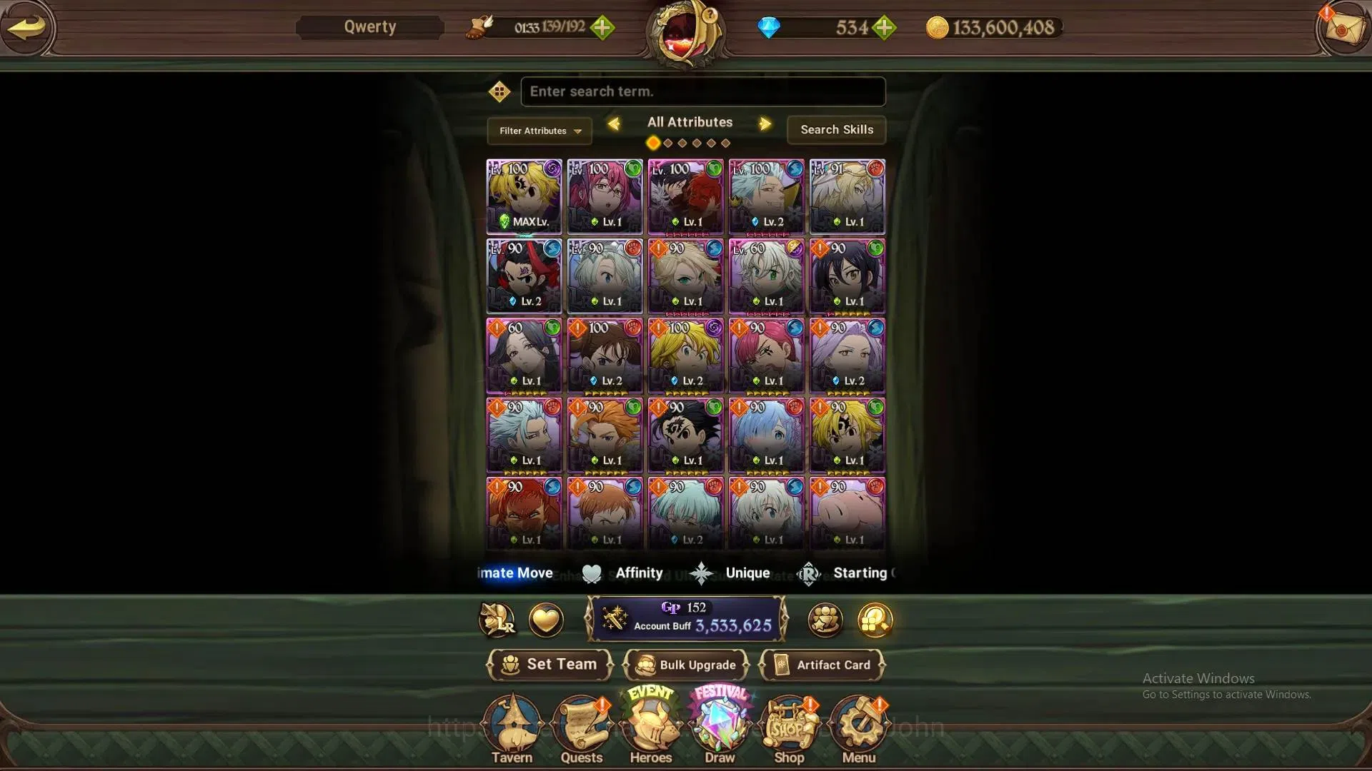 The Seven Deadly Sins: Grand Cross Accounts ASIA |3.53M CC|534 DM|LR 5+UR 7|LR Nemesis 6/6,ZO image 8