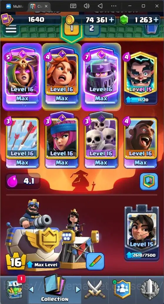 Clash Royale Accounts High-End Global |CL 1640|KTL 16|Trophy 12381|121 Cards|9 MAX|8 Champ|4 Hero|15 Evo|74K Gold|1263 3