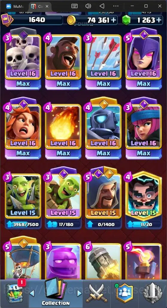 Clash Royale Accounts High-End Global |CL 1640|KTL 16|Trophy 12381|121 Cards|9 MAX|8 Champ|4 Hero|15 Evo|74K Gold|1263 5