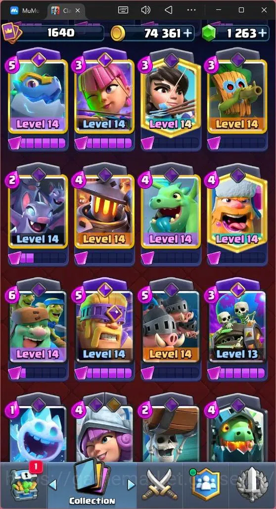 Clash Royale Accounts High-End Global |CL 1640|KTL 16|Trophy 12381|121 Cards|9 MAX|8 Champ|4 Hero|15 Evo|74K Gold|1263 9