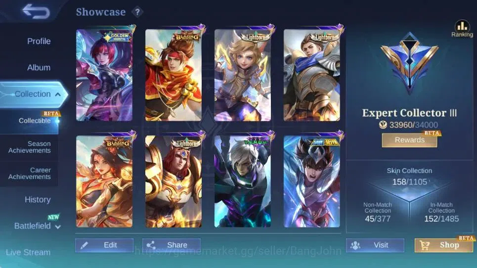 Mobile Legends: Bang Bang Accounts Global|Skin 158|Expert|Collector Natalia|Collab Ba image 14