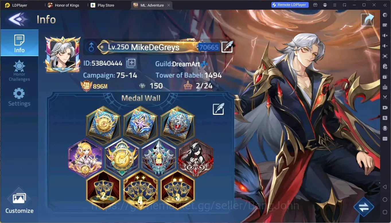 Mobile Legends: Adventure Accounts Global 70***|Lv.250|Camp 75-14|VIP 10|Power: 896M|Hero 235|5 Nexus|62 Awakening|4 1