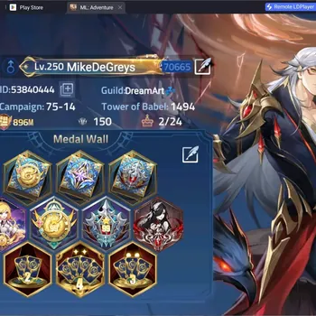 Mobile Legends: Adventure Accounts Global 70***|Lv.250|Camp 75-14|VIP 10|Power: 896M|Hero 235|5 Nexus|62 Awakening|4