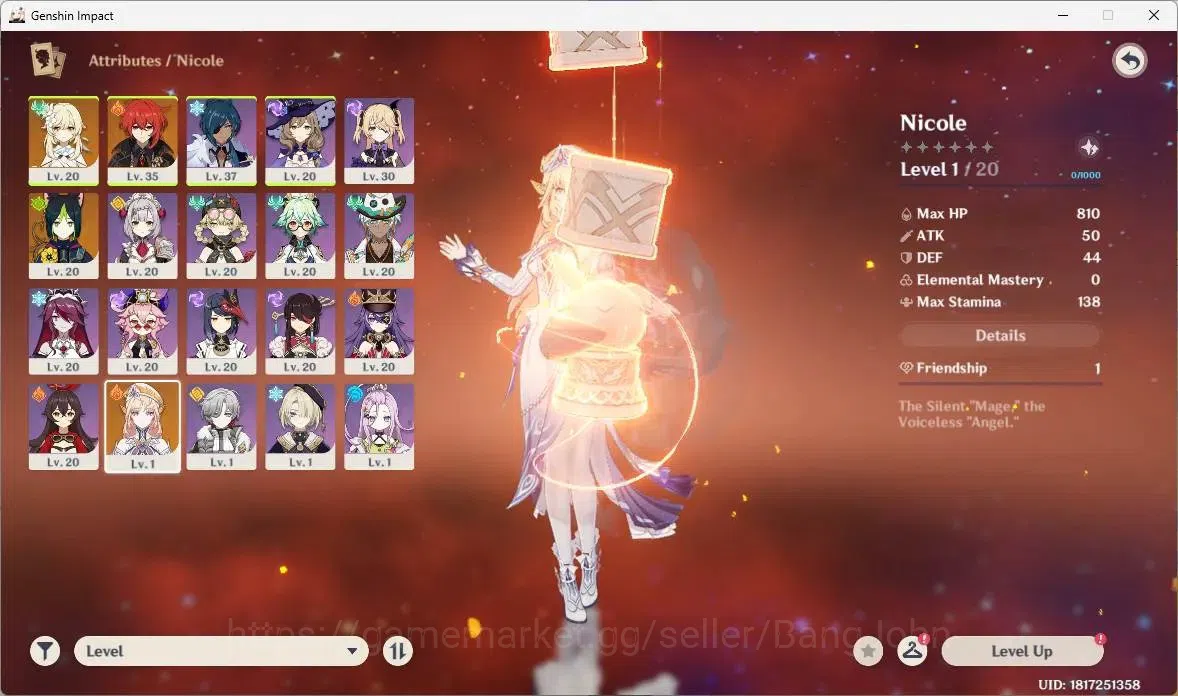 Genshin Impact Accounts ASIA | AR 20 | Starter |1 5*Limit Nicole|2 5*Stand image 14
