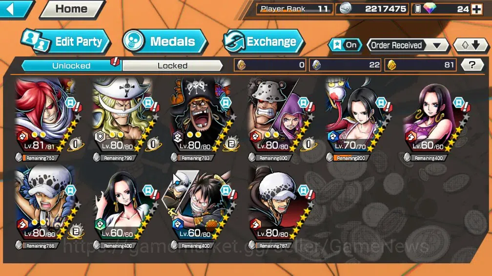 One Piece Bounty Rush Accounts Global|3 EX|Winner Island Law,TFE Emperor Teach,GP image 4