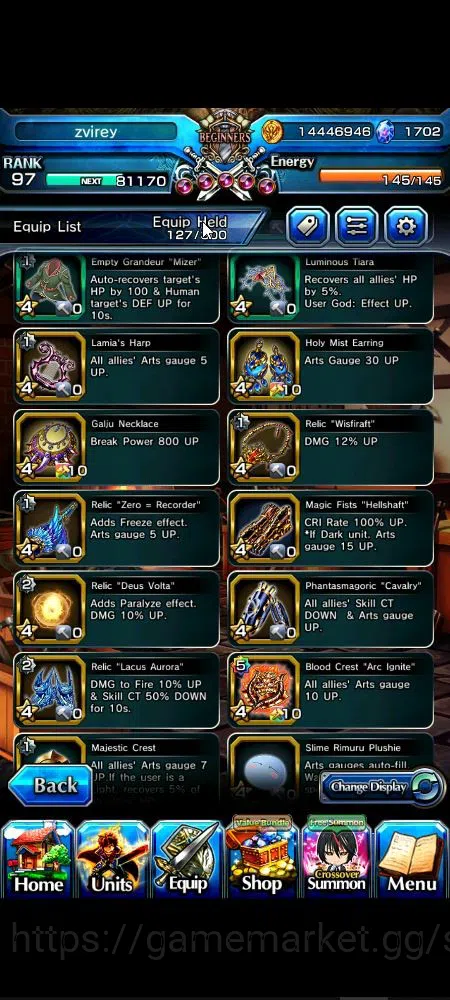 Grand Summoners Accounts Global|Rank 97|1,7k cc|9 Ascend+4 TW|[Roy,Okarun,E image 13