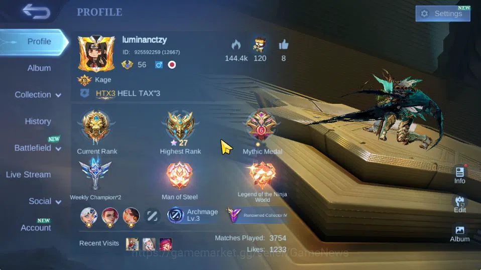Mobile Legends: Bang Bang Accounts Hero 120|Skin 201|Roger MetroZero,Granger PRIME,Fl image 18