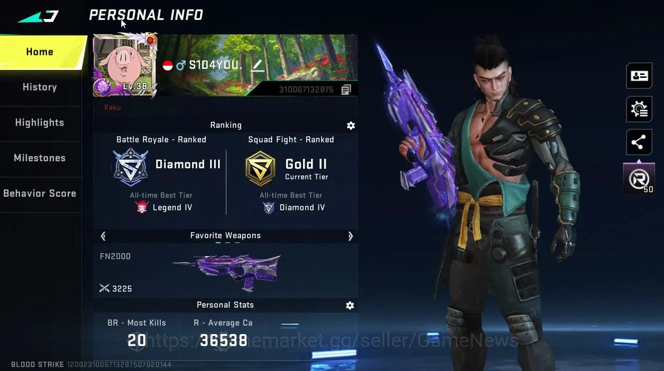 Blood Strike Accounts Collab Skin ASIA|Collab 7DS [AK47-Rhitta, QBZ95-Darkness]|ULTRA [ETHAN,FN2000,SVD,SPEAR]|Limited 2