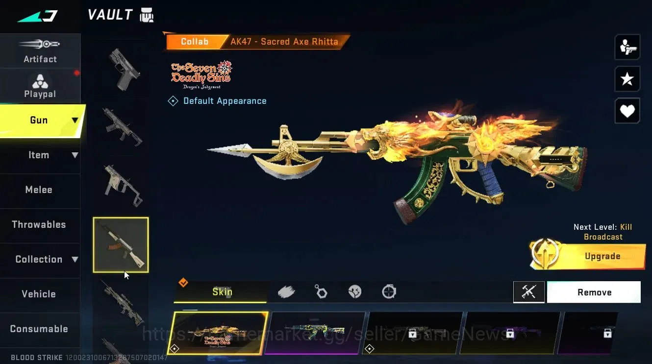 Blood Strike Accounts Collab Skin ASIA|Collab 7DS [AK47-Rhitta, QBZ95-Darkness]|ULTRA [ETHAN,FN2000,SVD,SPEAR]|Limited 6