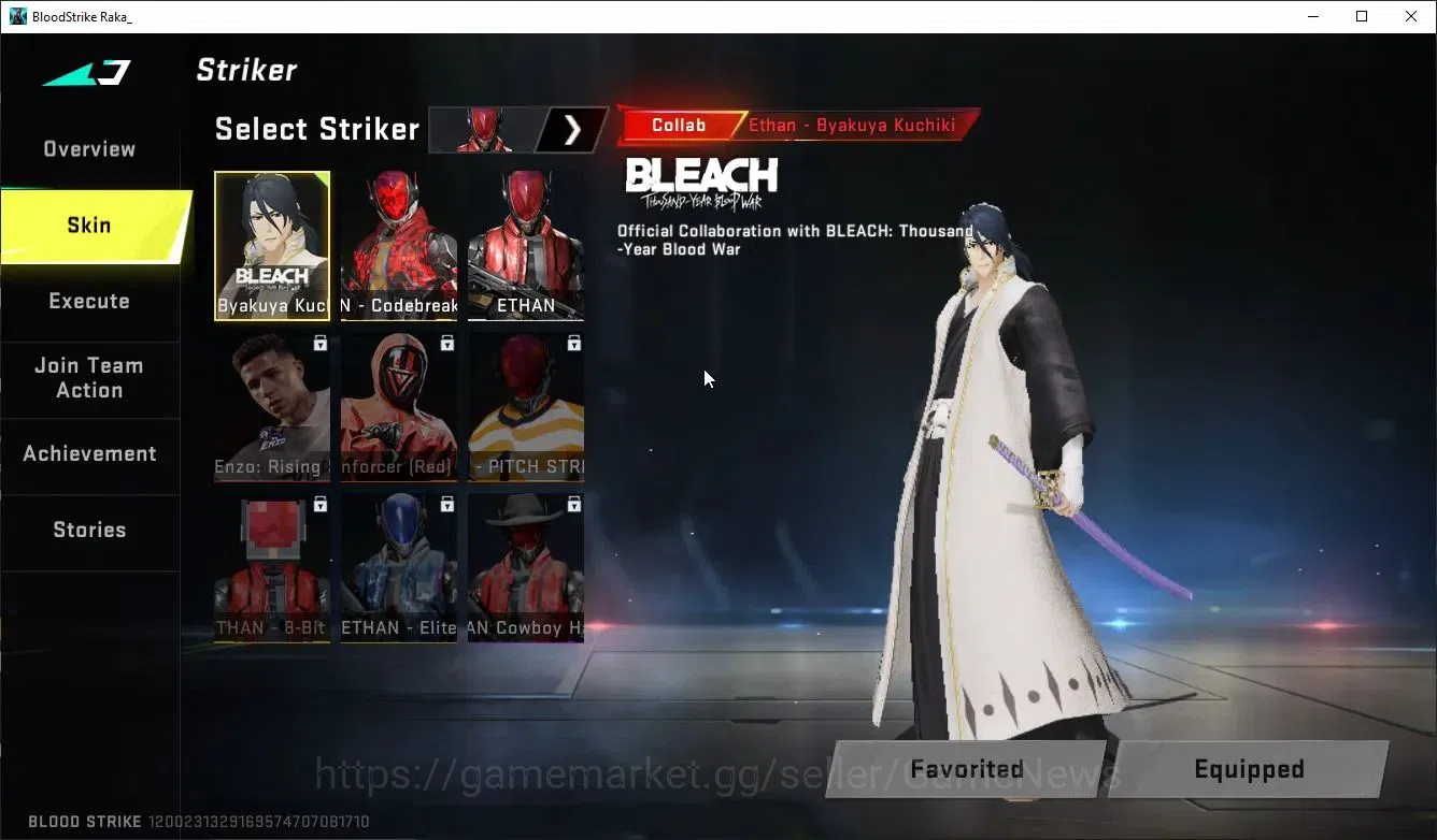 Blood Strike Accounts Collab Skin ASIA|ETERNAL KALA-Whisper+9 ULTRA[ Nacho-PitchStrike,UMP45,AUG,INP9,Etc]|Collab BLEACH 3