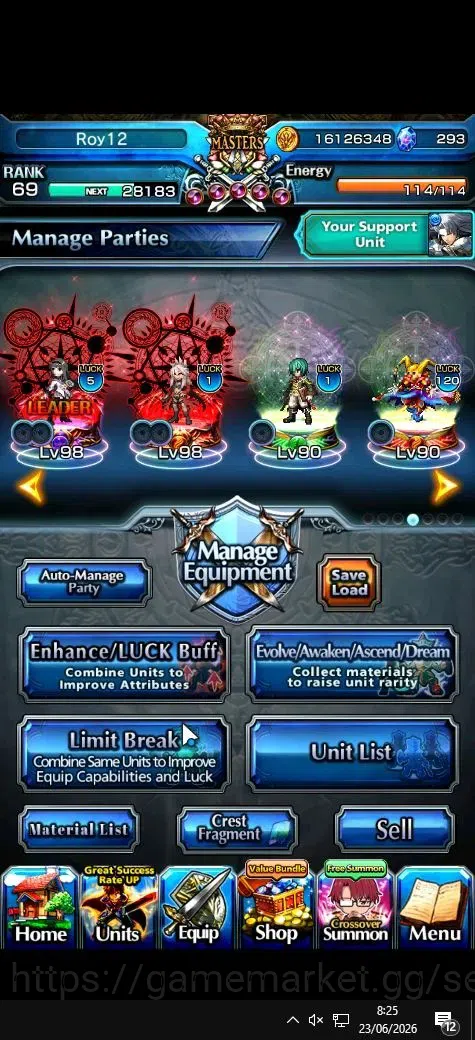 Grand Summoners Accounts Global|Rank 69|293 cc|14 Ascend+8 TW|[Ultimate Roy image 2