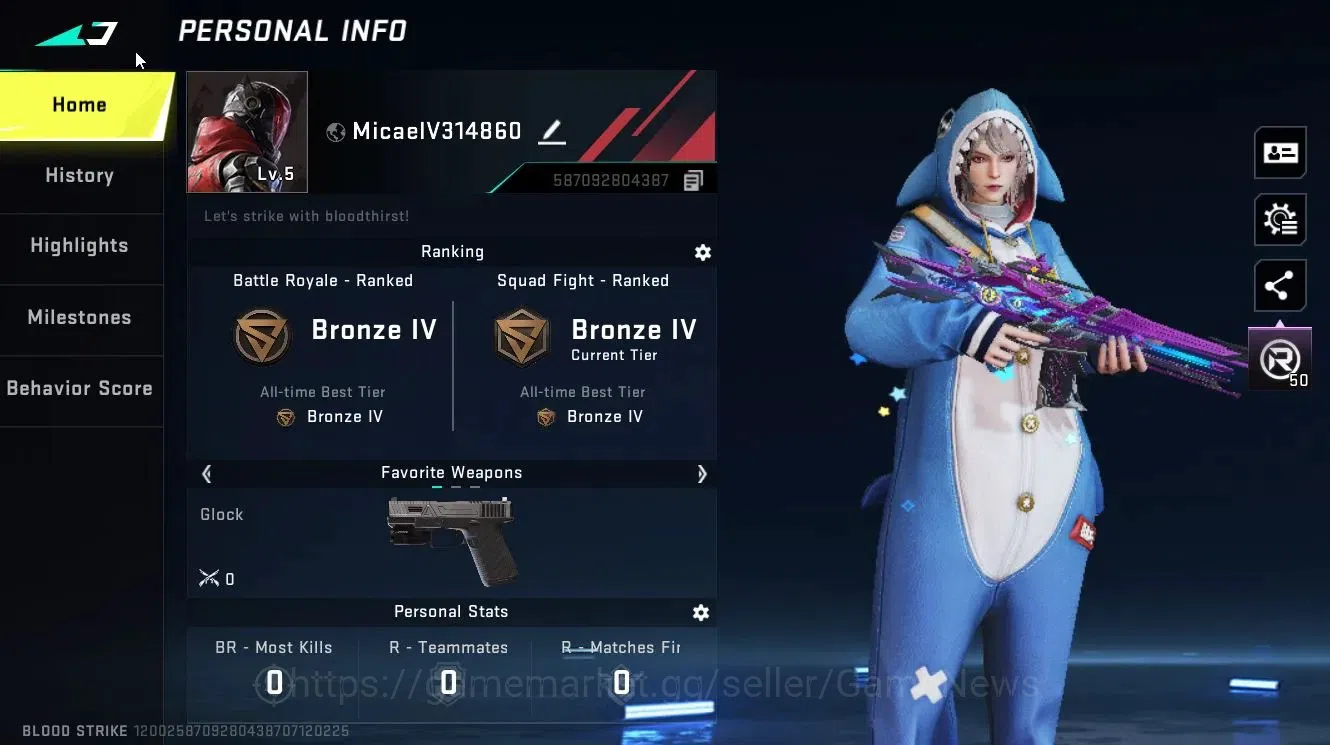 Blood Strike Accounts Rare Skin ASIA|ETERNAL M4A1-Blight's Embrace Lv3|Collab OPM Saitama Parachute|Legendary 2