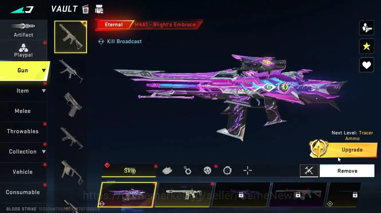 Blood Strike Accounts Rare Skin ASIA|ETERNAL M4A1-Blight's Embrace Lv3|Collab OPM Saitama Parachute|Legendary 4