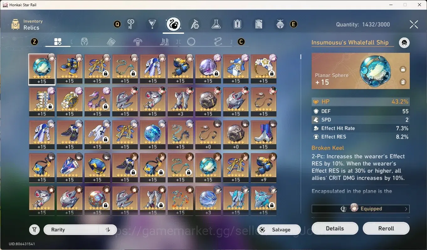 Honkai Star Rail Accounts Others ASIA|TL 69|10 Limited [Castorice]+Sign,Sunday,RuangMei,Lingsha,Rappa,Yunli,SilverWolf 10