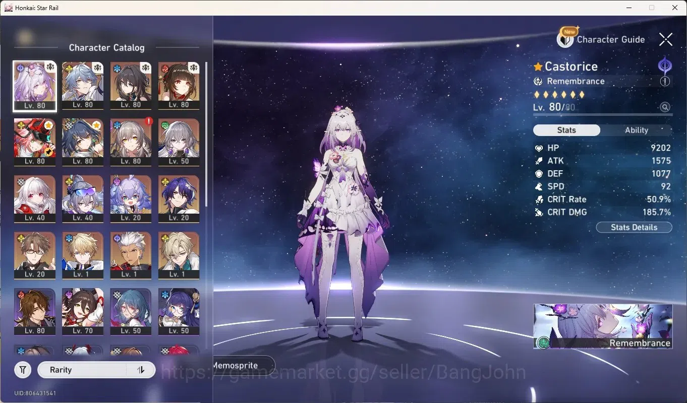 Honkai Star Rail Accounts Others ASIA|TL 69|10 Limited [Castorice]+Sign,Sunday,RuangMei,Lingsha,Rappa,Yunli,SilverWolf 2
