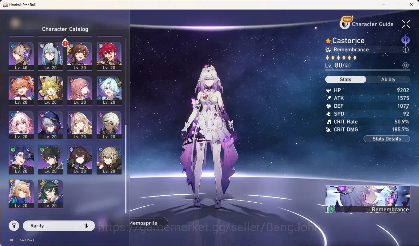 Honkai Star Rail Accounts Others ASIA|TL 69|10 Limited [Castorice]+Sign,Sunday,RuangMei,Lingsha,Rappa,Yunli,SilverWolf 3