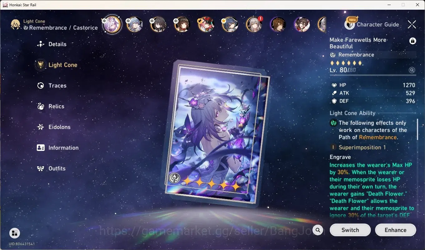 Honkai Star Rail Accounts Others ASIA|TL 69|10 Limited [Castorice]+Sign,Sunday,RuangMei,Lingsha,Rappa,Yunli,SilverWolf 4