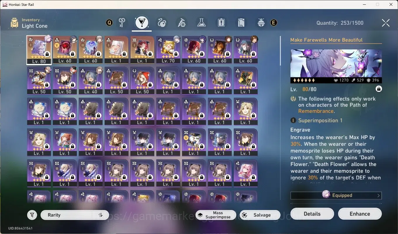Honkai Star Rail Accounts Others ASIA|TL 69|10 Limited [Castorice]+Sign,Sunday,RuangMei,Lingsha,Rappa,Yunli,SilverWolf 9