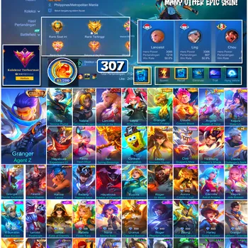 Mobile Legends: Bang Bang Accounts #4504 307 Skins | Karina Leona (KOF) | Badang Pegasus Seiya (SAINT SEIYA) | Cyclops