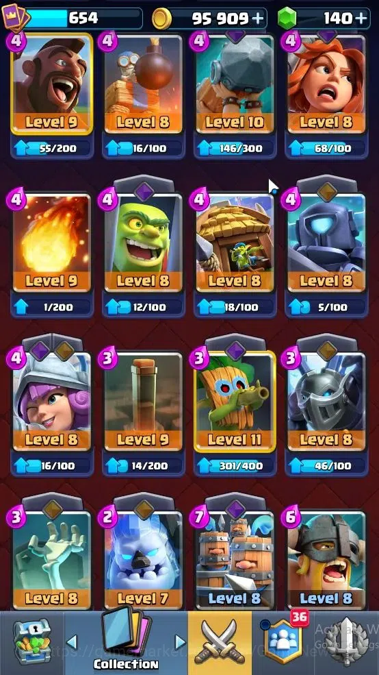 Clash Royale Accounts High-End Lvl 654|Trophy 3948|KTL 10|Card 79|3 EVO,5 legendary 9 Epic,26 Rare,27 Common|Gems 140|Take 15