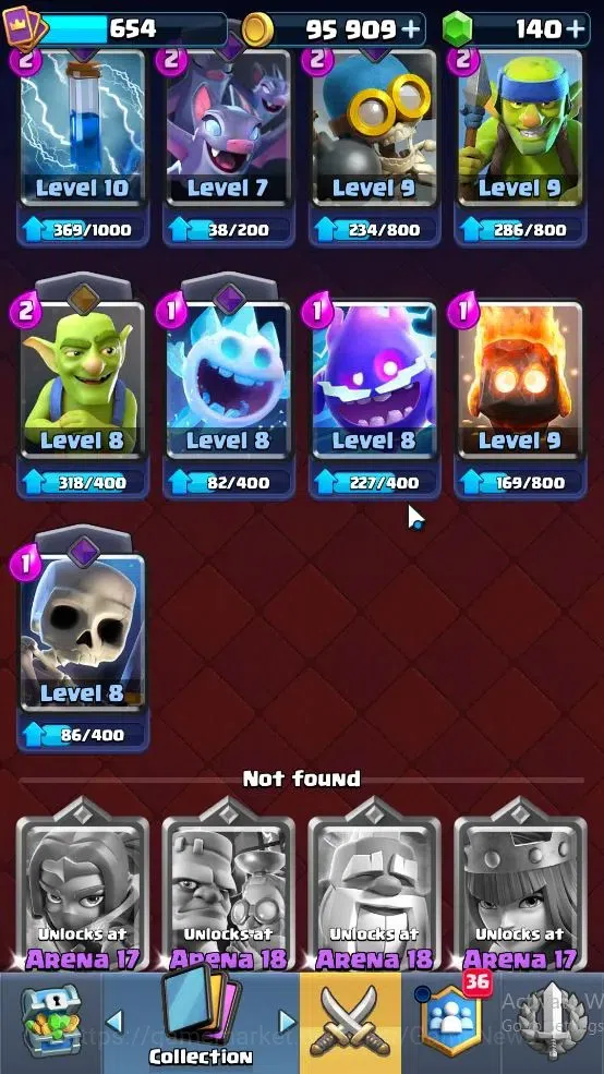 Clash Royale Accounts High-End Lvl 654|Trophy 3948|KTL 10|Card 79|3 EVO,5 legendary 9 Epic,26 Rare,27 Common|Gems 140|Take 17