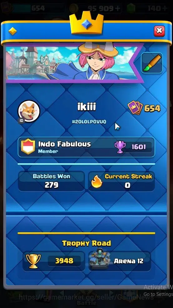Clash Royale Accounts High-End Lvl 654|Trophy 3948|KTL 10|Card 79|3 EVO,5 legendary 9 Epic,26 Rare,27 Common|Gems 140|Take 2