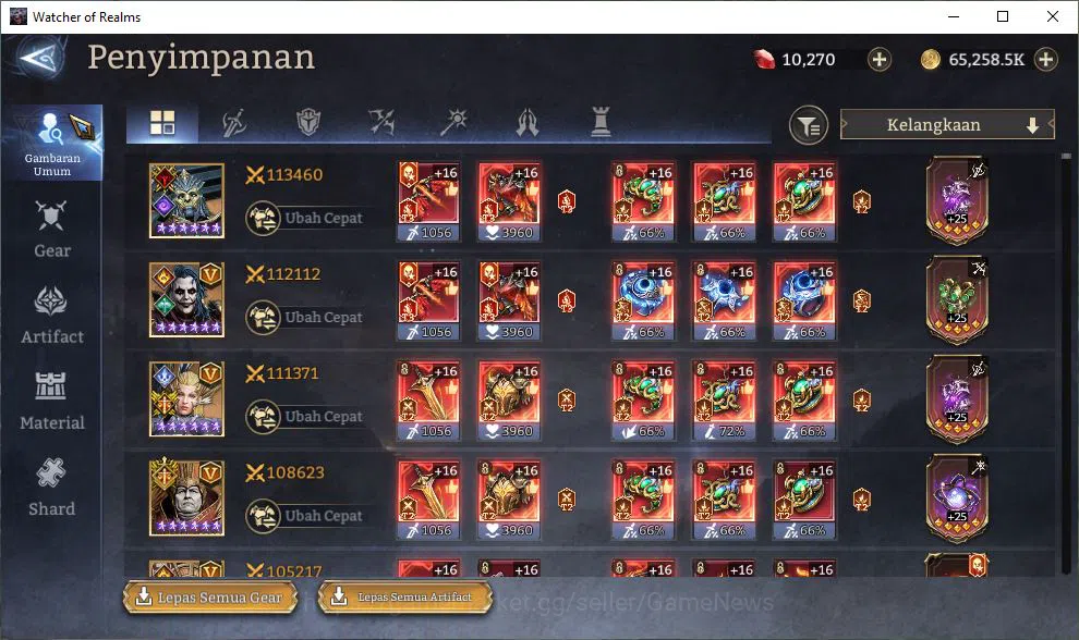 Watcher of Realms Accounts Global 60X|Lv100|9,2M Power|10K Gems|11 Lord[Praet image 20
