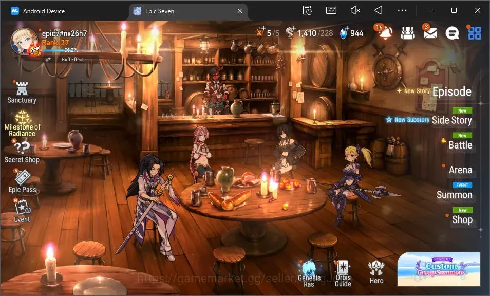 Epic Seven Accounts High-End Global Unverif |8 ML (B Arunka,S Tenebria,DP Aria,SBN Sezan,Sot Snow,Etc)|PoH+Bless ON|SS 1