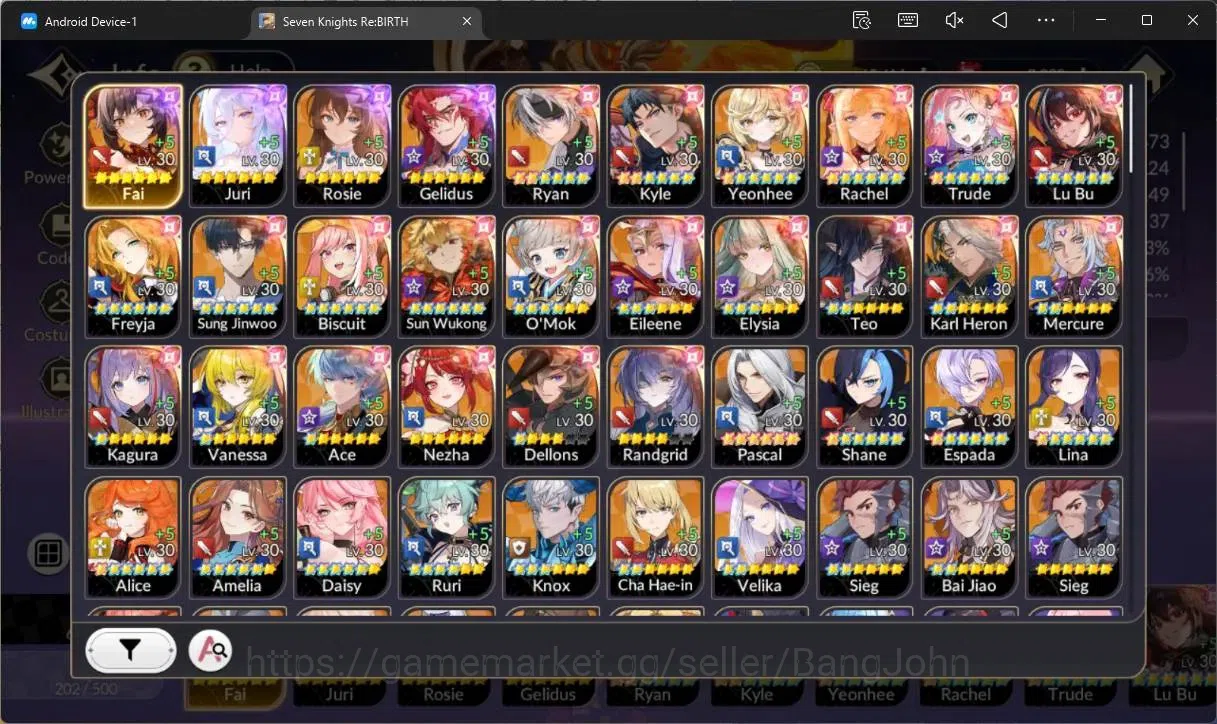 Seven Knights Re:Birth Accounts Global |4 EX7 (Fai,Juri,Roise,Gelidus)|15 TC6 (Rya image 2