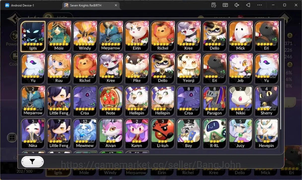 Seven Knights Re:Birth Accounts Global |4 EX7 (Fai,Juri,Roise,Gelidus)|15 TC6 (Rya image 3