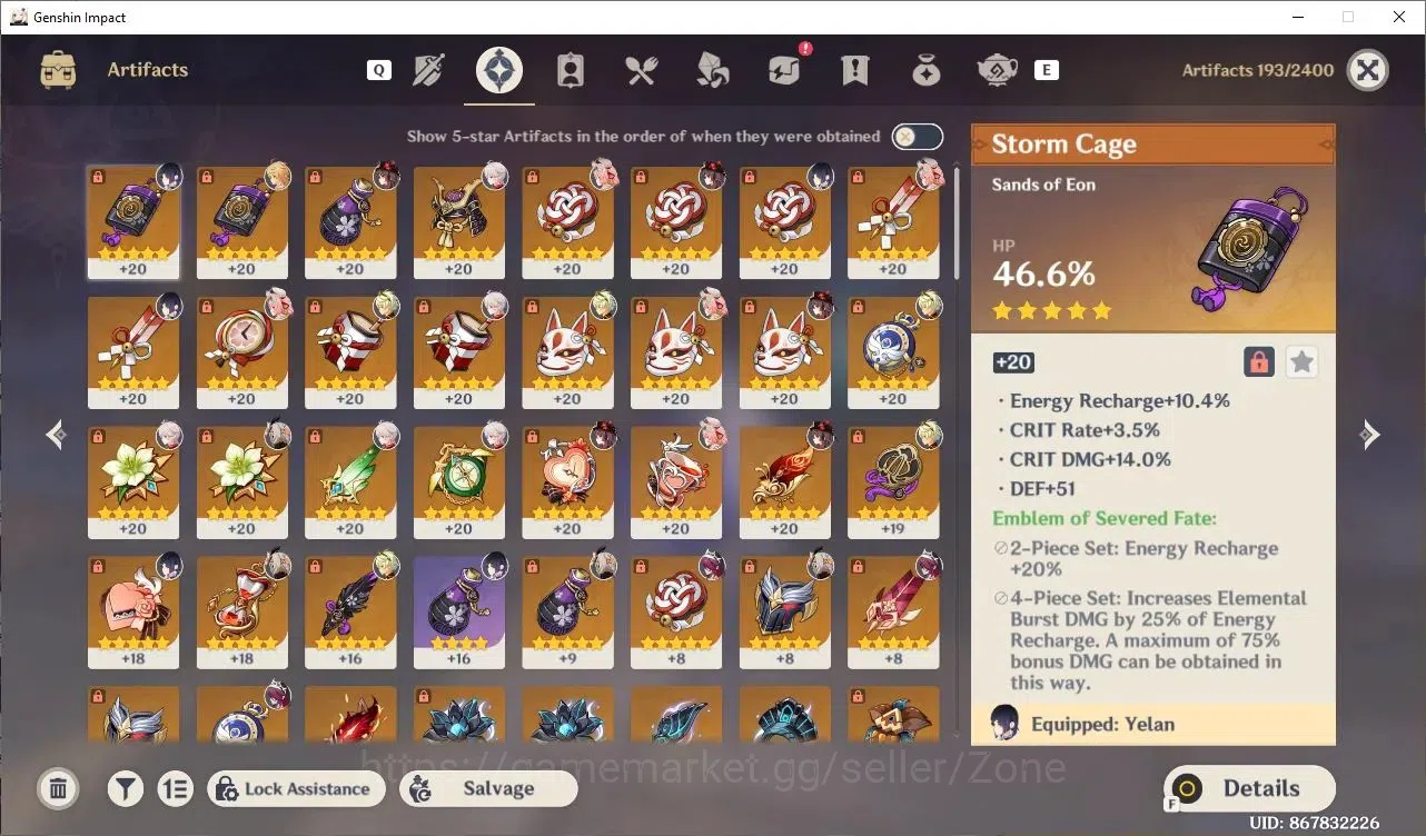 Genshin Impact Accounts Others Asia|AR 45|6 Limit+7(*5Char)+4(*5Wpn)|Premium (HuTao+Sign,Yelan,Kazuha,Raiden,Nahida,Klee)|MC 5