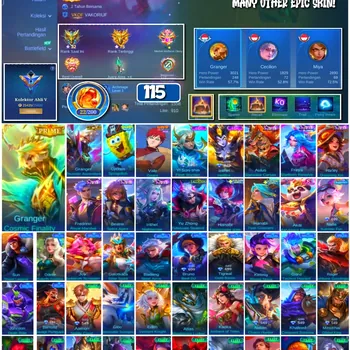 Mobile Legends: Bang Bang Accounts 🔥 #4235 🔥 💎 115 Skins 👑 Granger Cosmic Finality ⚔️ Expert Collector V ⭐ Granger