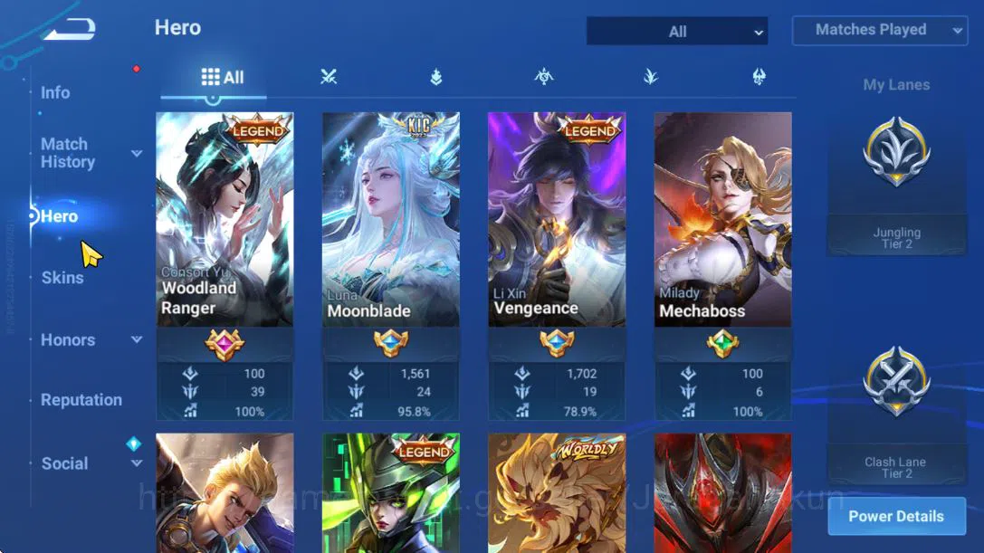 Honor of Kings Accounts Hero 60 Skin 47|KIC Luna,Consort Yu (Legend),Lady  image 3
