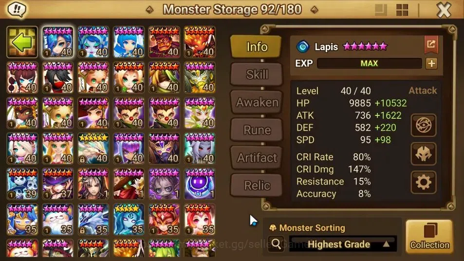 Summoners War: Sky Arena Accounts ASIA Lv100|2 LD[Jackson,Frederic]|60 Total NB5[Leo image 12