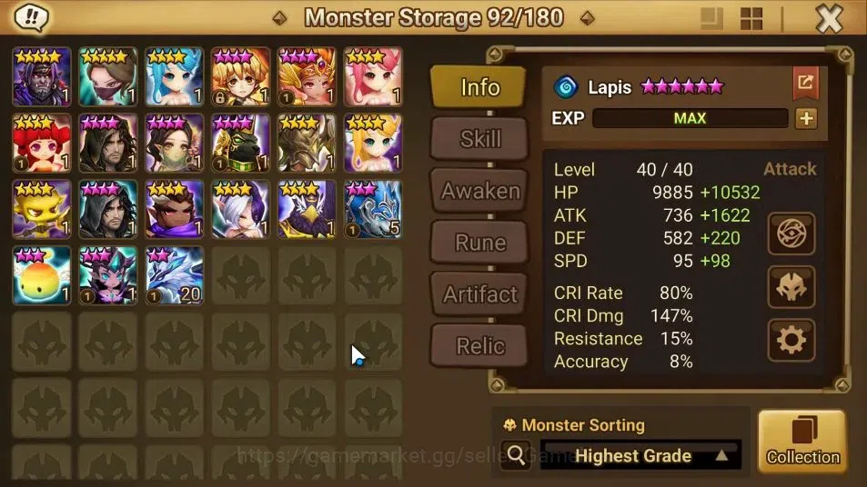 Summoners War: Sky Arena Accounts ASIA Lv100|2 LD[Jackson,Frederic]|60 Total NB5[Leo image 14