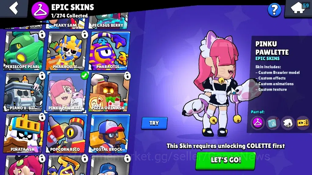 Brawl Stars Accounts 1912 Trophy|5k Blings|22 Brawlers 1 MaxLvl Full Buffies Edgar|4 Skins|1 Legendary Void Amber,1 Epic 13