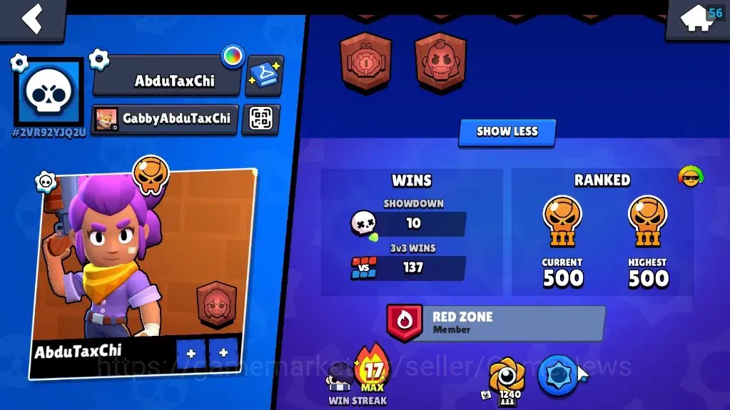 Brawl Stars Accounts 1912 Trophy|5k Blings|22 Brawlers 1 MaxLvl Full Buffies Edgar|4 Skins|1 Legendary Void Amber,1 Epic 3