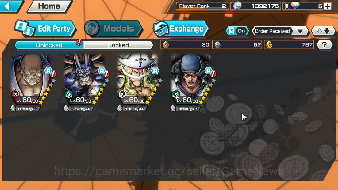 One Piece Bounty Rush Accounts Starter Global|4EX|5elder Nusjuro,Onigashima Kaido,GP Newgate,BP Kuzan|Rank 3