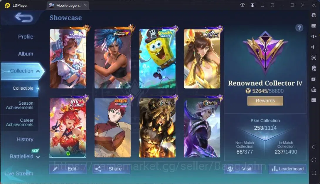 Mobile Legends: Bang Bang Accounts Global|Hero 85|Skin 253|Renowned|Sanrio Floryn|KOF image 2