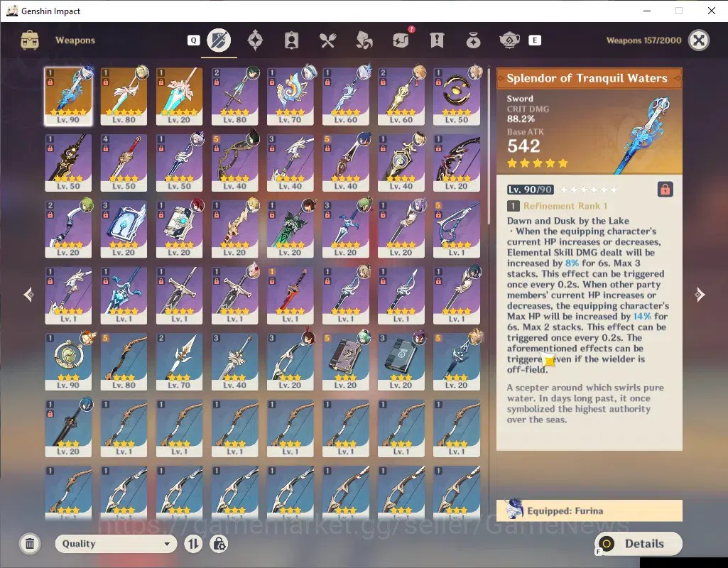 Genshin Impact Accounts ASIA|AR 55|Rate On|5 Limited + 3 (*5 Weapon)|Furin image 5