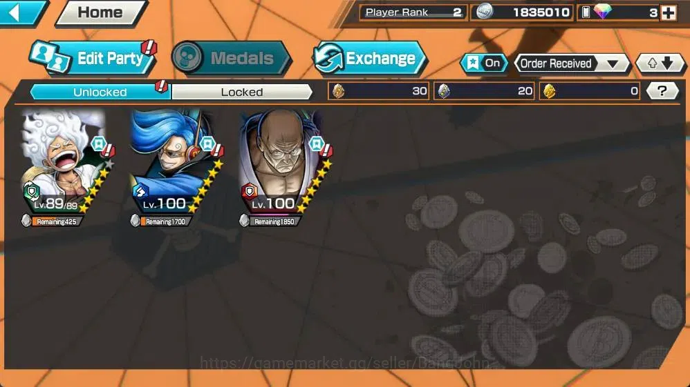One Piece Bounty Rush Accounts Global | EX 2 | PR 2 | Monkey D luffy Lv.89, STE V image 3