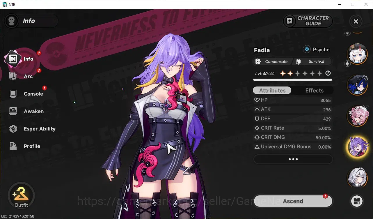 Neverness to Everness Accounts GLOBAL ASIA|HL44|TL23|10 SSR 3 Limited [LacrimosaA image 11