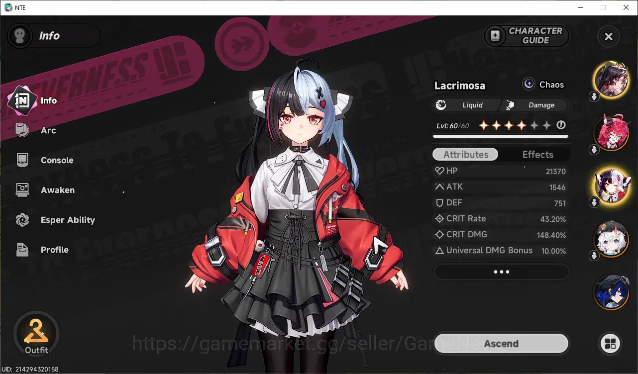 Neverness to Everness Accounts GLOBAL ASIA|HL44|TL23|10 SSR 3 Limited [LacrimosaA image 3