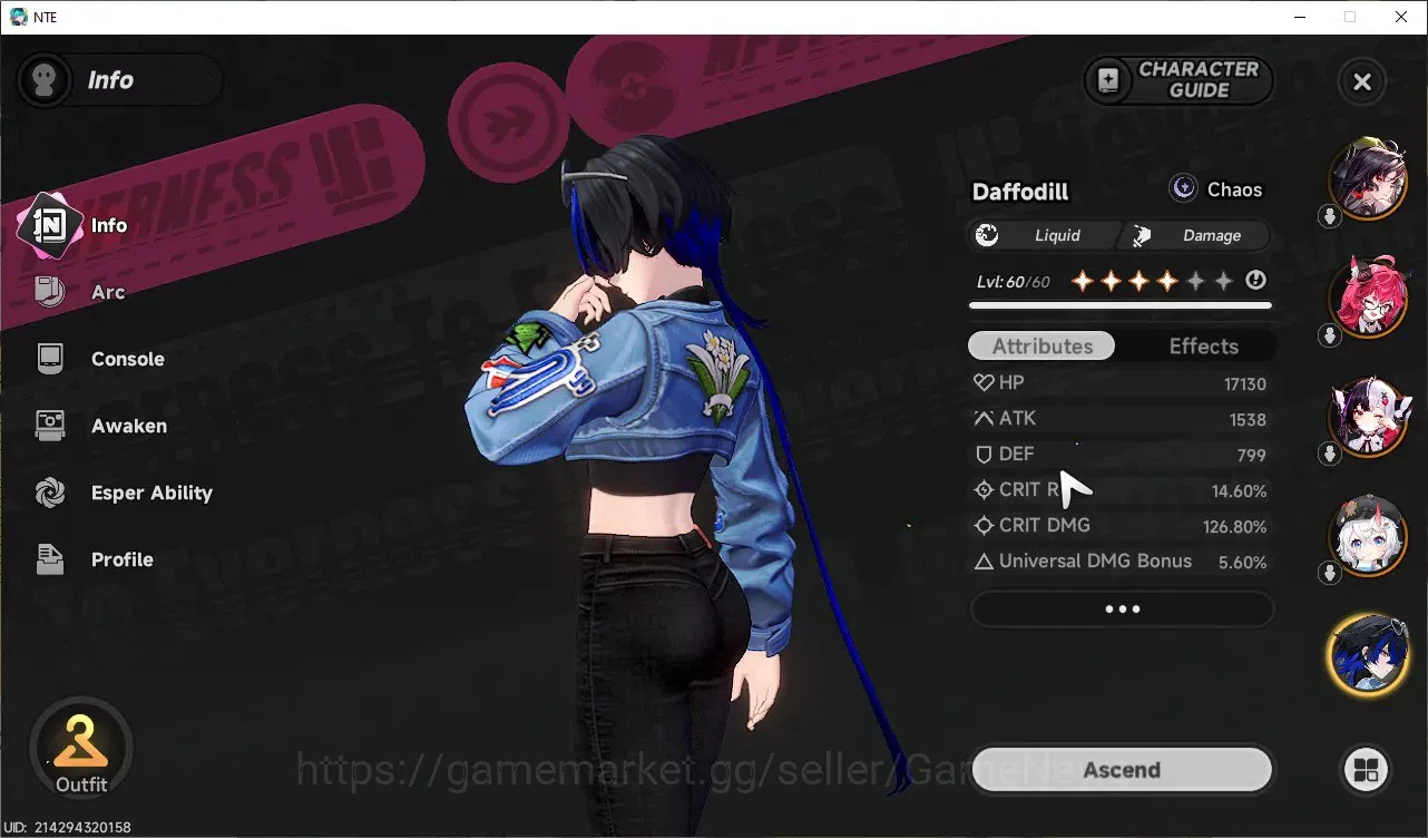 Neverness to Everness Accounts GLOBAL ASIA|HL44|TL23|10 SSR 3 Limited [LacrimosaA image 8