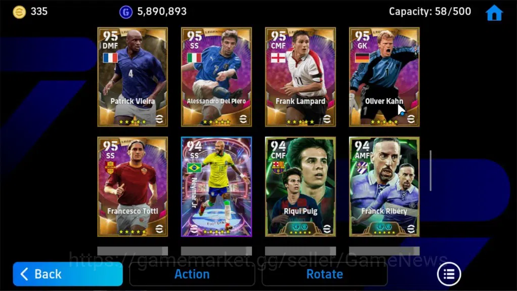 eFootball Accounts Legends & Iconic Players Android|28Epic,Dennis Bergkamp,Raul,Cafu,Javier Zaneti,Frank Rijkaard|17Legend 10