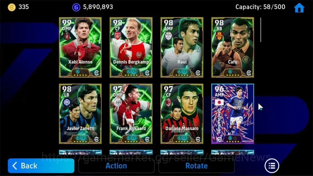 eFootball Accounts Legends & Iconic Players Android|28Epic,Dennis Bergkamp,Raul,Cafu,Javier Zaneti,Frank Rijkaard|17Legend 6